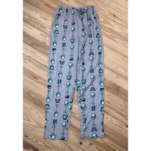 Minecraft Men’s Diamond, Diamond Armor Gray Printed Lounge Sleep Pants Small